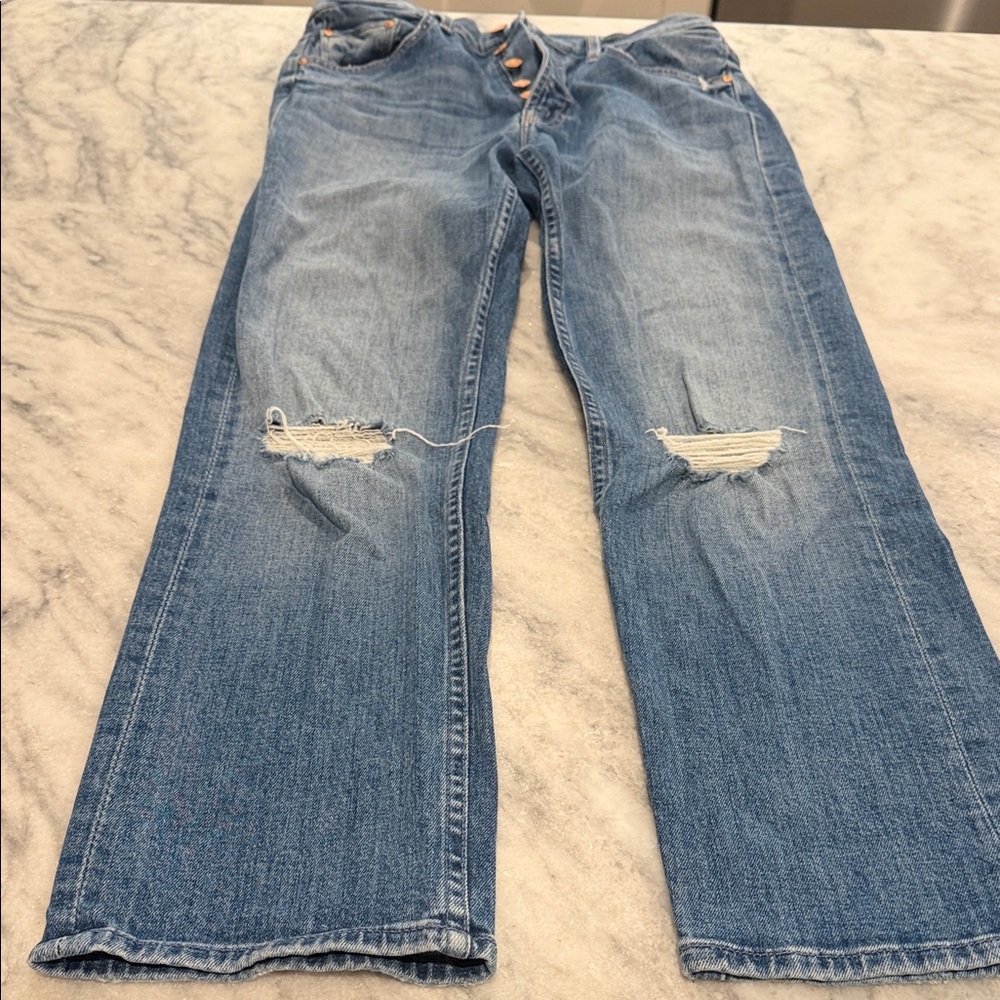 MOTHER Pixie Tomcat Crop Jeans in not cut pasted